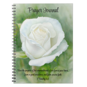 Cuaderno Literatura de la flor de rosa blanca Biblia Verse