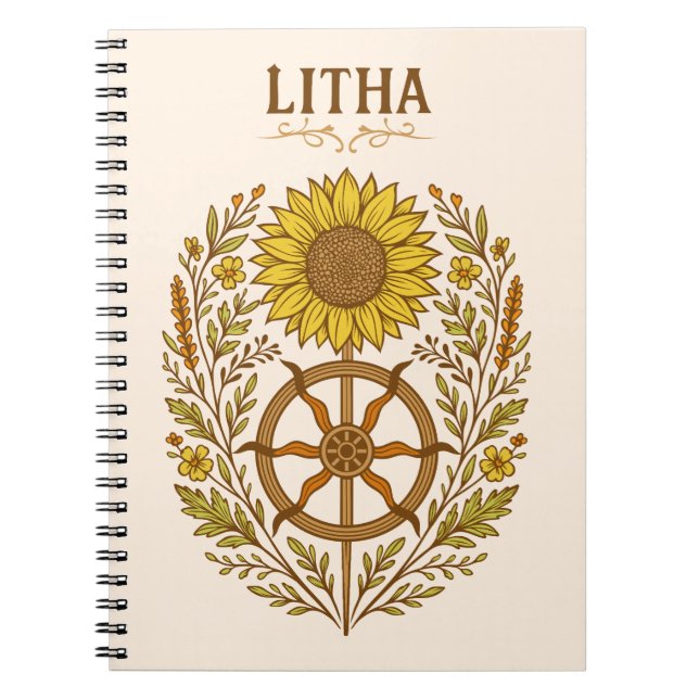 Cuaderno Litha Sunflower Wheel Summer Solstice Celestial  (Frente)