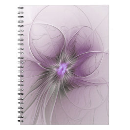 Cuaderno Little Beauty Modern Mauve Gray Fractal Art Flower