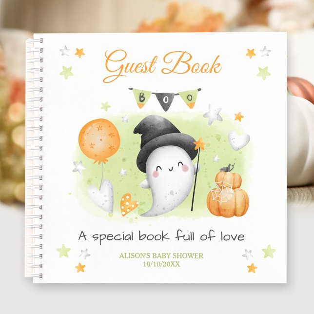 Cuaderno Little Boo Green Naranja Baby Duke Guest Book (Little Boo Green Orange Baby shower Guest Book)