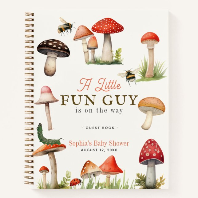 Cuaderno Little Diun Guy Mushroom Bee Baby Shower Guest Boo (Anverso)