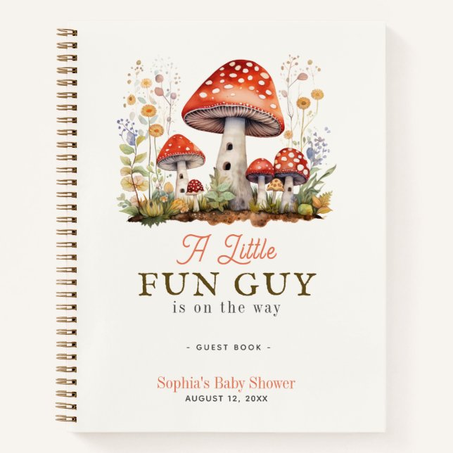 Cuaderno Little Diun Guy Mushroom Boy Baby Shower Guest Boo (Anverso)