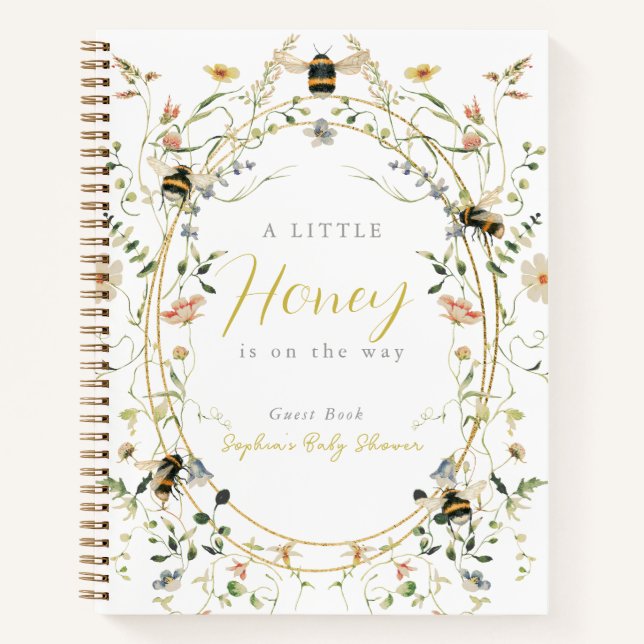 Cuaderno Little Honey Wildflower Bee Baby Shower Guest Book (Anverso)