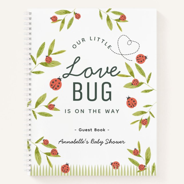 Cuaderno Little Love Bug Ladybug Baby Shower Guest Book (Anverso)