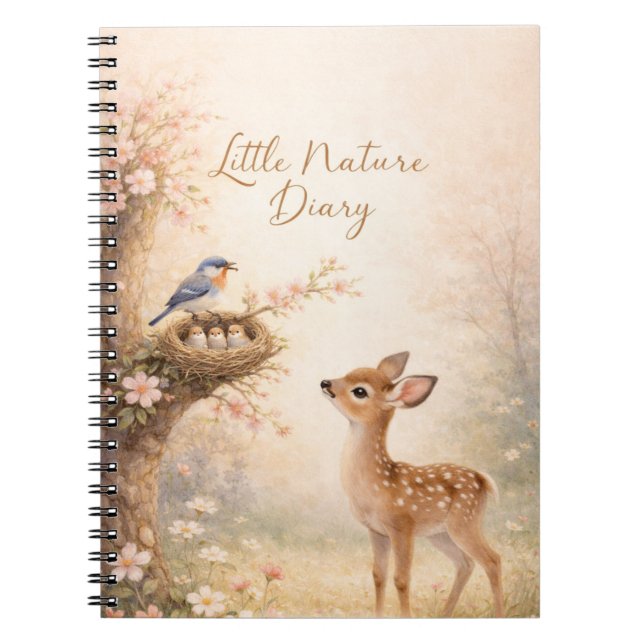 Cuaderno Little Nature Diary Cute Deer Bird Nest Notebook | (Frente)