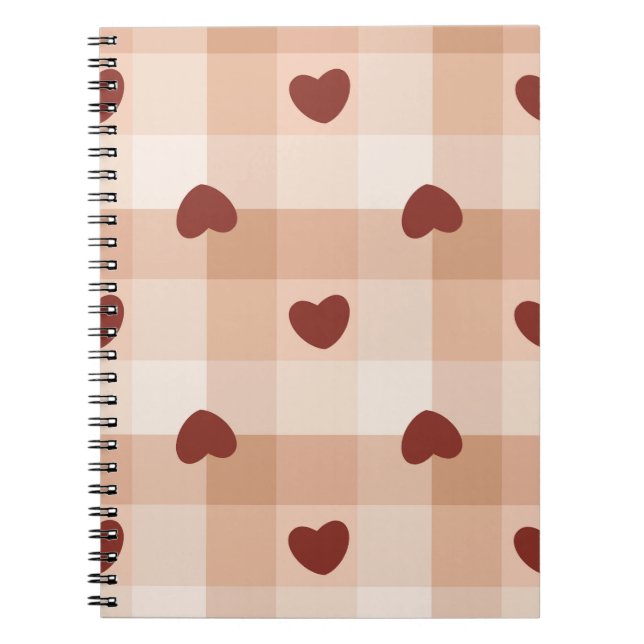 Cuaderno  Little red hearts on beige gingham pattern (Frente)