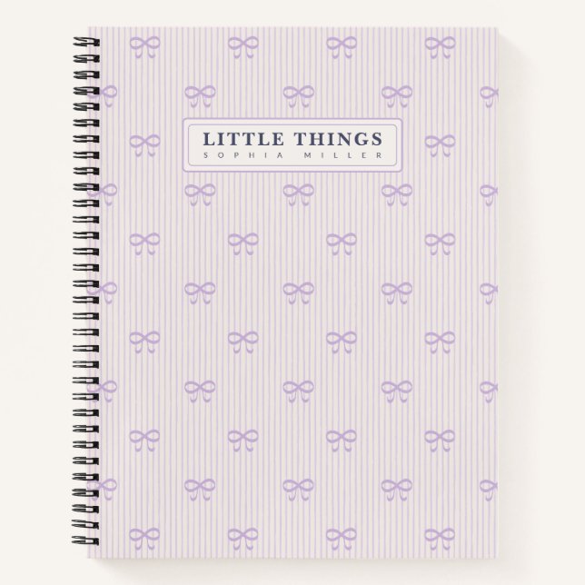 Cuaderno Little Things Personalized Coquette Bows Lilac (Anverso)