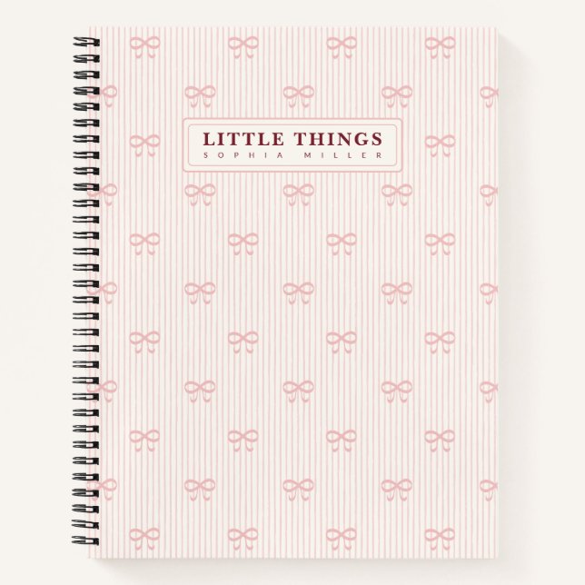 Cuaderno Little Things Personalized Coquette Bows Pink (Anverso)
