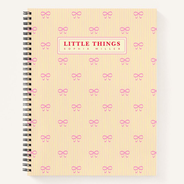 Cuaderno Little Things Personalized Coquette Bows Yellow (Anverso)