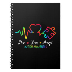 Cuaderno Live Love Accept Autism Awareness Mes Shirt, Hea