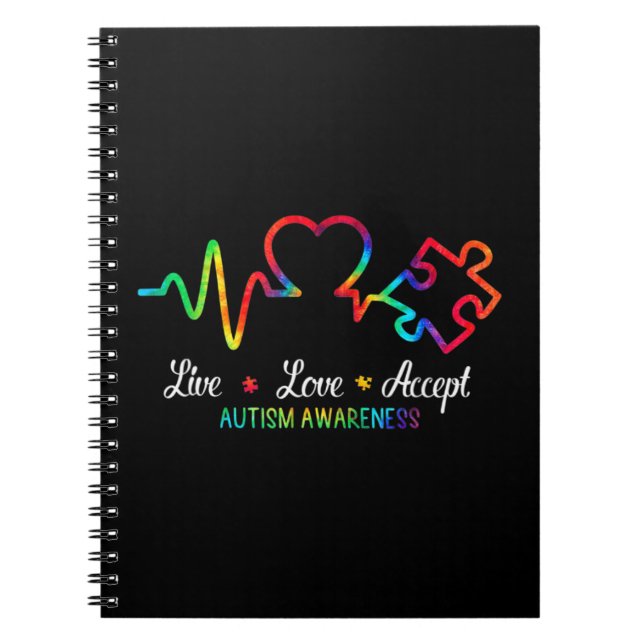 Cuaderno Live Love Accept Autism Awareness Mes Shirt, Hea (Frente)