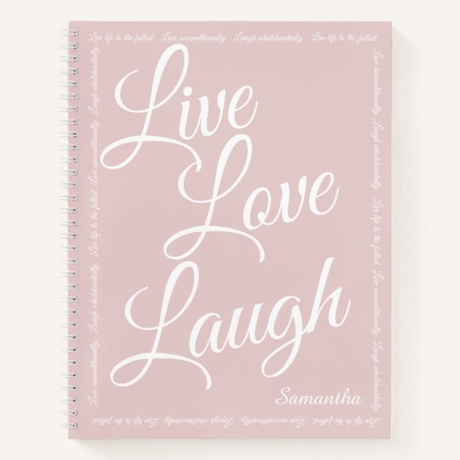 Cuaderno Live Love Laugh Elegant Pink Spiral Notebook (Anverso)