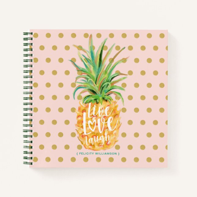 Cuaderno Live Love Laugh | Piña de Isla Topical de moda (Anverso)