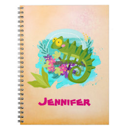 Cuaderno Lizard tropical con flores