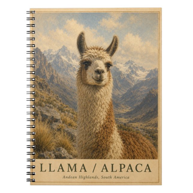 Cuaderno Llama Alpaca Andes VINTAGE (Frente)
