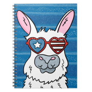 Cuaderno Llama con la bandera estadounidense con forma de c