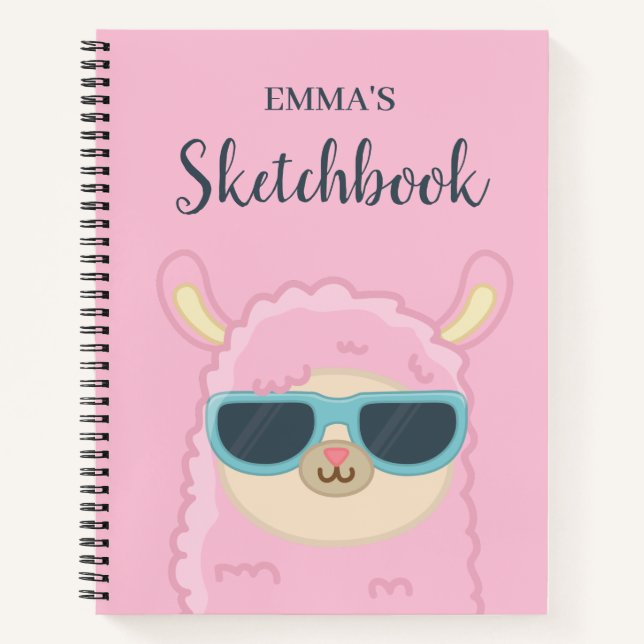 Cuaderno Llama Cuta Con Gafas Niños Personalizados (Anverso)