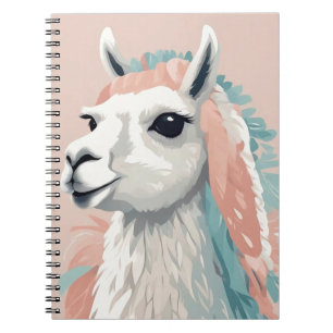 Cuaderno Llama cuta con una piel colorida en la cabeza