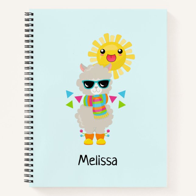 Cuaderno Llama Guay y Sol sonriente Kawaii (Anverso)