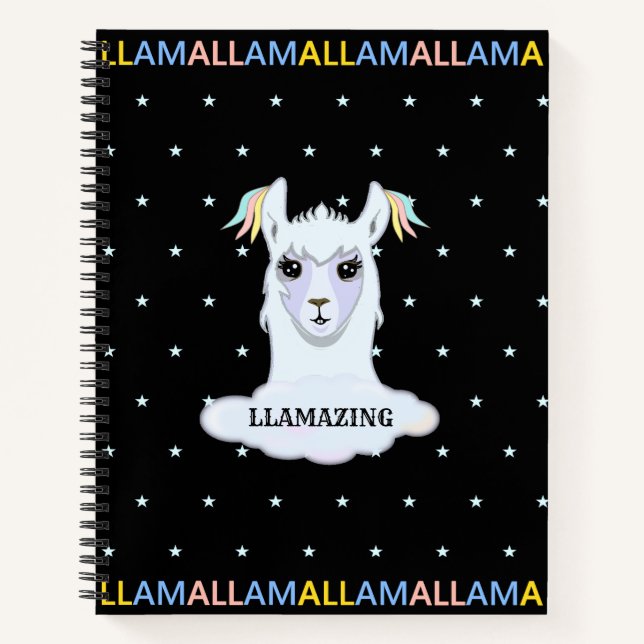 Cuaderno Llama Hermosa & Estrellas (Anverso)