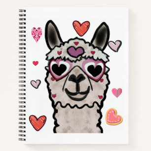 Cuaderno Llama Love Hearts Valentine