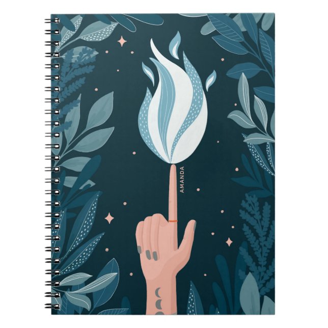 Cuaderno Llama marina azul de la noche mágica. Espíritu de  (Frente)