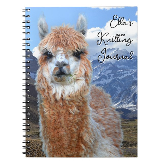 Cuaderno Llama Mountains Personalized Knitting Journal (Frente)