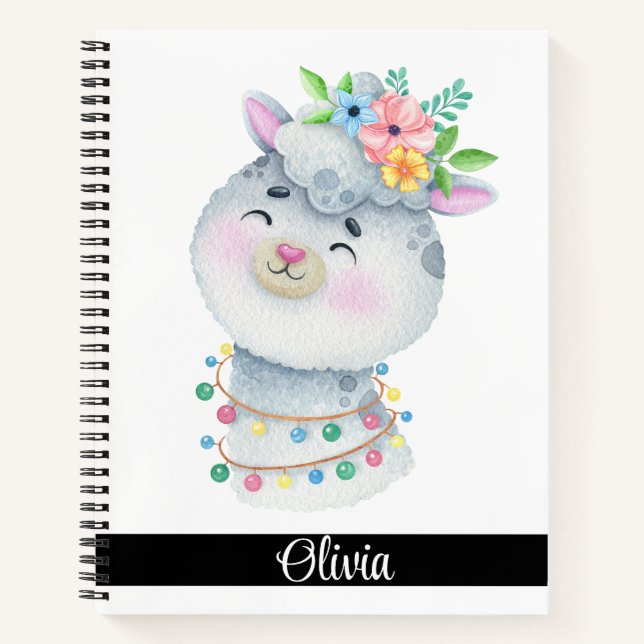 Cuaderno Llama personalizada cute (Anverso)