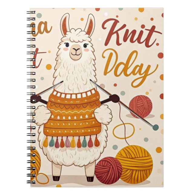 Cuaderno Llama Personalizado linda con una bufanda de cuchi (Frente)