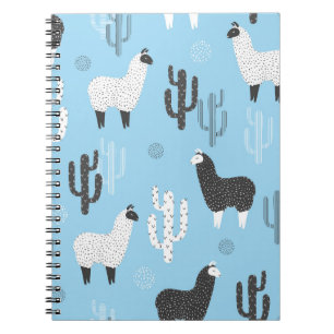 Cuaderno Llama y cactus, lindo patrón.