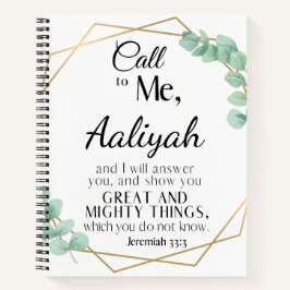 Cuaderno Llámame - Jeremiah 33:3 Eucalyptus Personalize