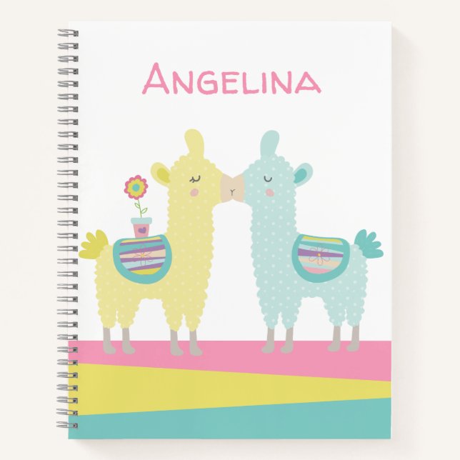 Cuaderno Llamas amarillas lindas turquesas besan escuela ka (Anverso)