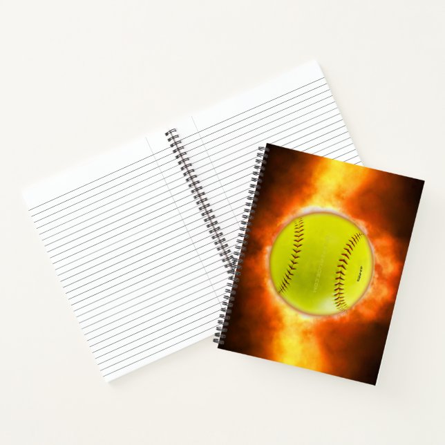 Cuaderno Llamas de baloncesto de softball amarillo de Slipp (Interior)