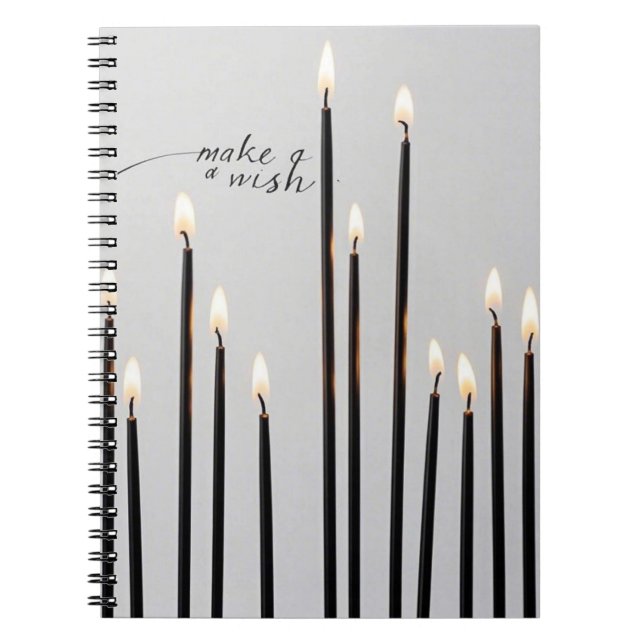 Cuaderno Llamas de velas de línea negra iluminadas minimali (Frente)