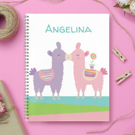Cuaderno Llamas rosadas purpúreas lindas besan escuela feme