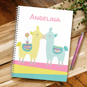 Cuaderno Llamas turquesas amarillas besan la escuela de nom