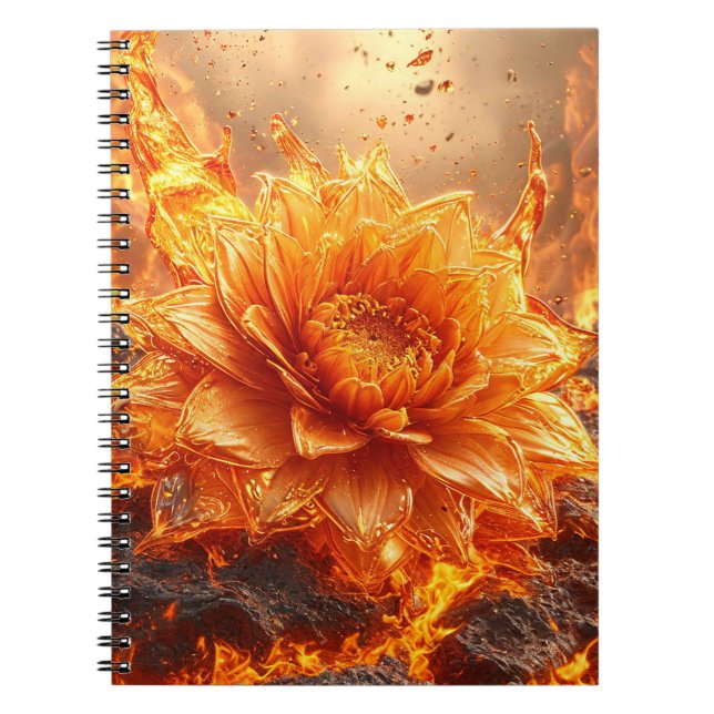 Cuaderno Llamas volando alrededor de una flor (Frente)