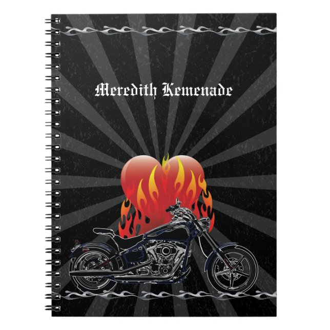 Cuaderno llameante del motorista del amor (Frente)