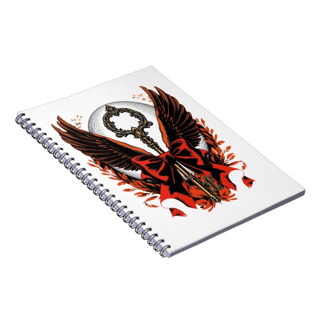 Cuaderno Llave de vaca de terciopelo gótico con alas y luna (Lado Derecho)