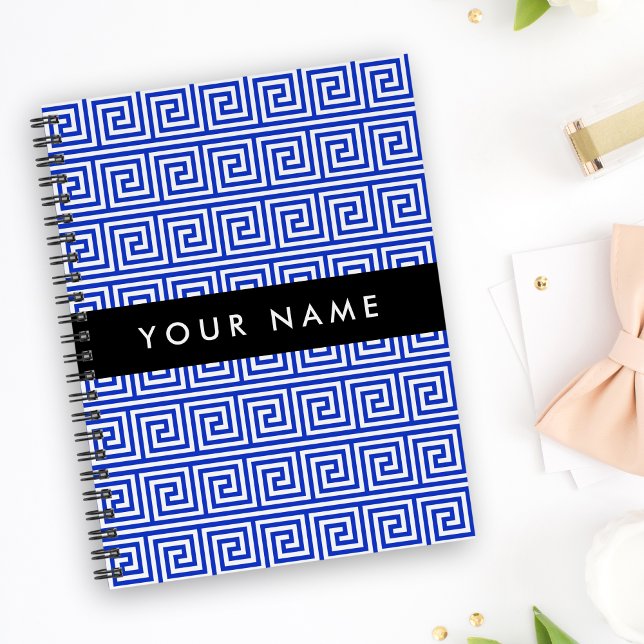 Cuaderno Llave Meandro Griego Azul, Tu Nombre, Personalizar (Subido por el creador)