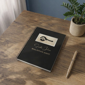 Cuaderno Llave Negra de Champán con Brillo para Inmobiliari