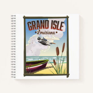Cuaderno Llavero de cartel de viaje de Grand Isle, Louisian