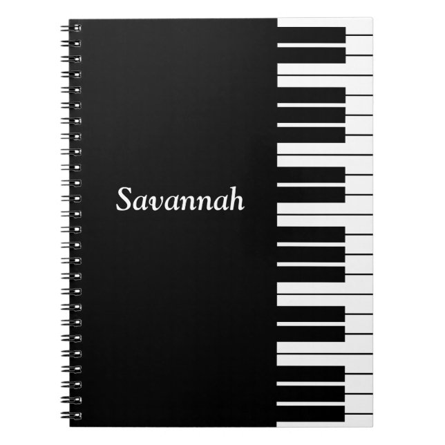 Cuaderno Llaves de teclado de piano, blancos y negros (Frente)