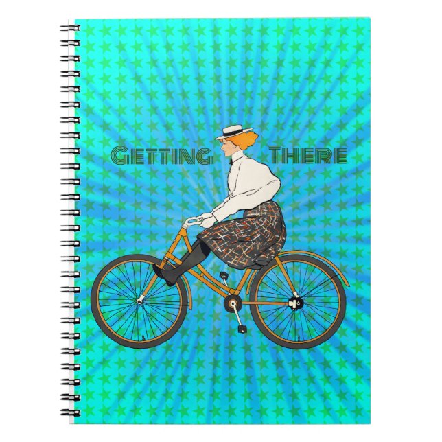 Cuaderno "Llegando allí" Vintage Bicyclist (Frente)