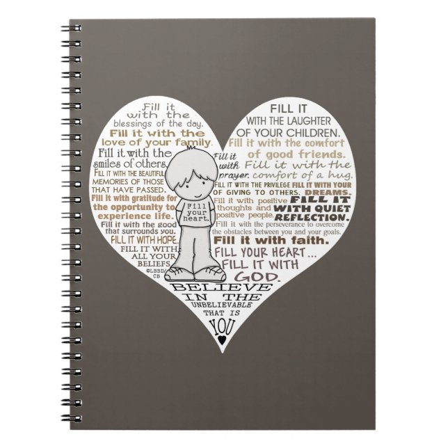Cuaderno Llena tu corazón - Marrón oscuro (Frente)