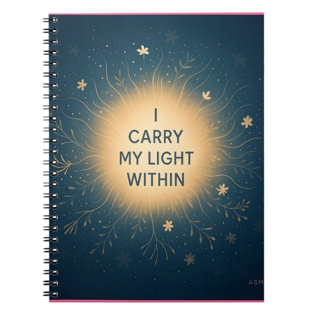 Cuaderno Llevo mi luz adentro - Resplandor espiritual Affir (Frente)