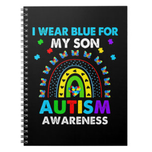 Cuaderno Llevo una camiseta azul para mi hijo Autism Awaren