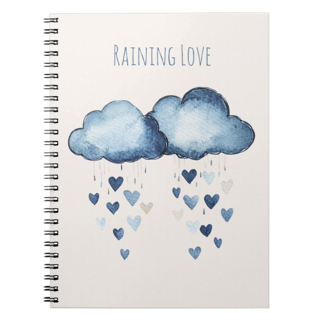 Cuaderno Lluvia de Amor Nubes Azules Corazones (Frente)