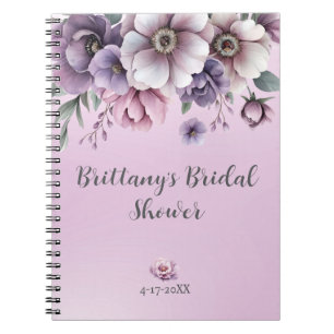 Cuaderno Lluvia de Regalos de Boda Lavanda Floral Acuarela