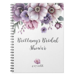 Cuaderno Lluvia de Regalos de Boda Lavanda Floral Acuarela